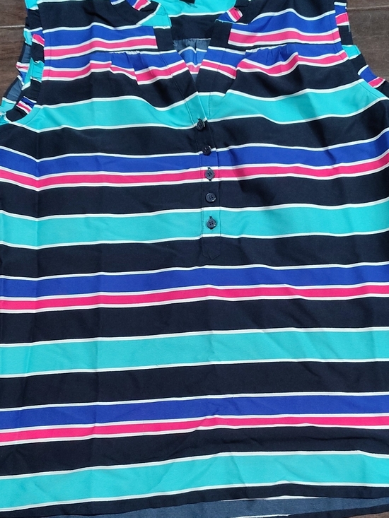 Tommy Hilfiger Tops - Tommy Hilfiger Navy, Teal & Pink Striped Blouse